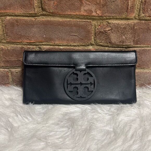 Tory Burch Black Leather Miller Clutch NEW - Picture 2 of 9